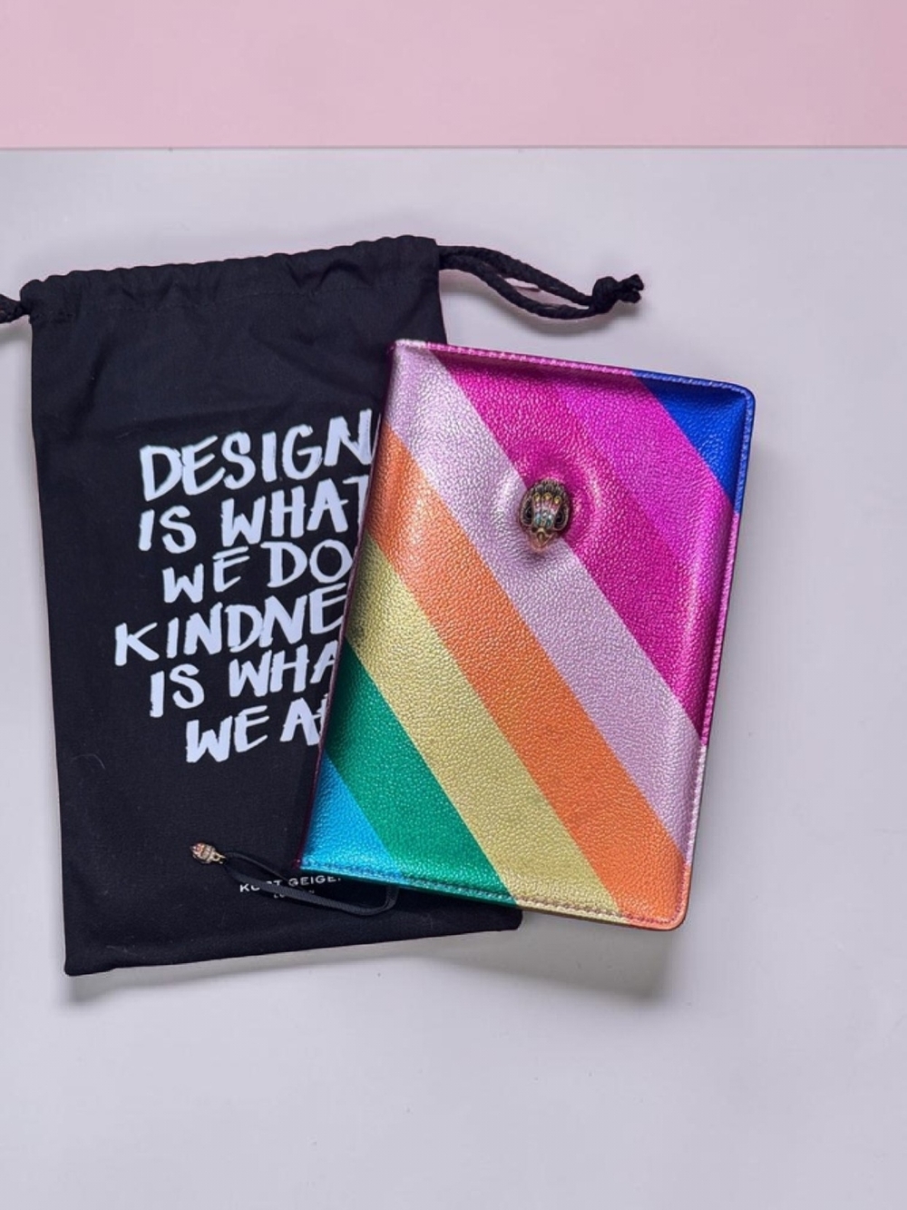 Kurt Geiger Multicolor Metallic Stripe Journal Notebook w/Eagle Head, NWT